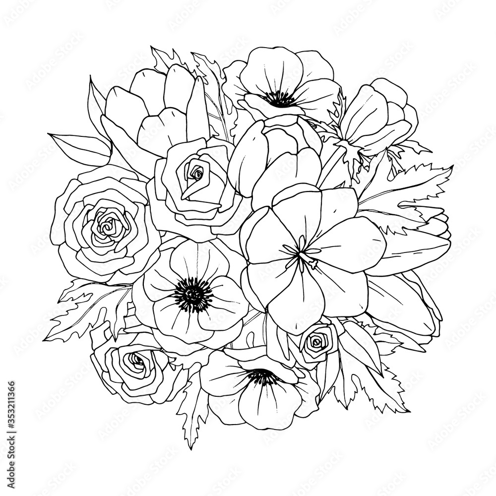flower bunch coloring pages