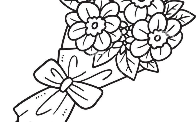 Flower Bouquet Isolated Coloring Page For Kids Stock Vector Image Art Alamy