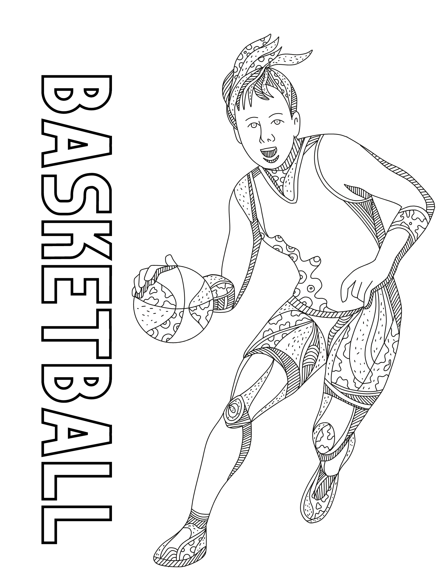 Free Basketball Coloring Pages Two Kids And A Coupon