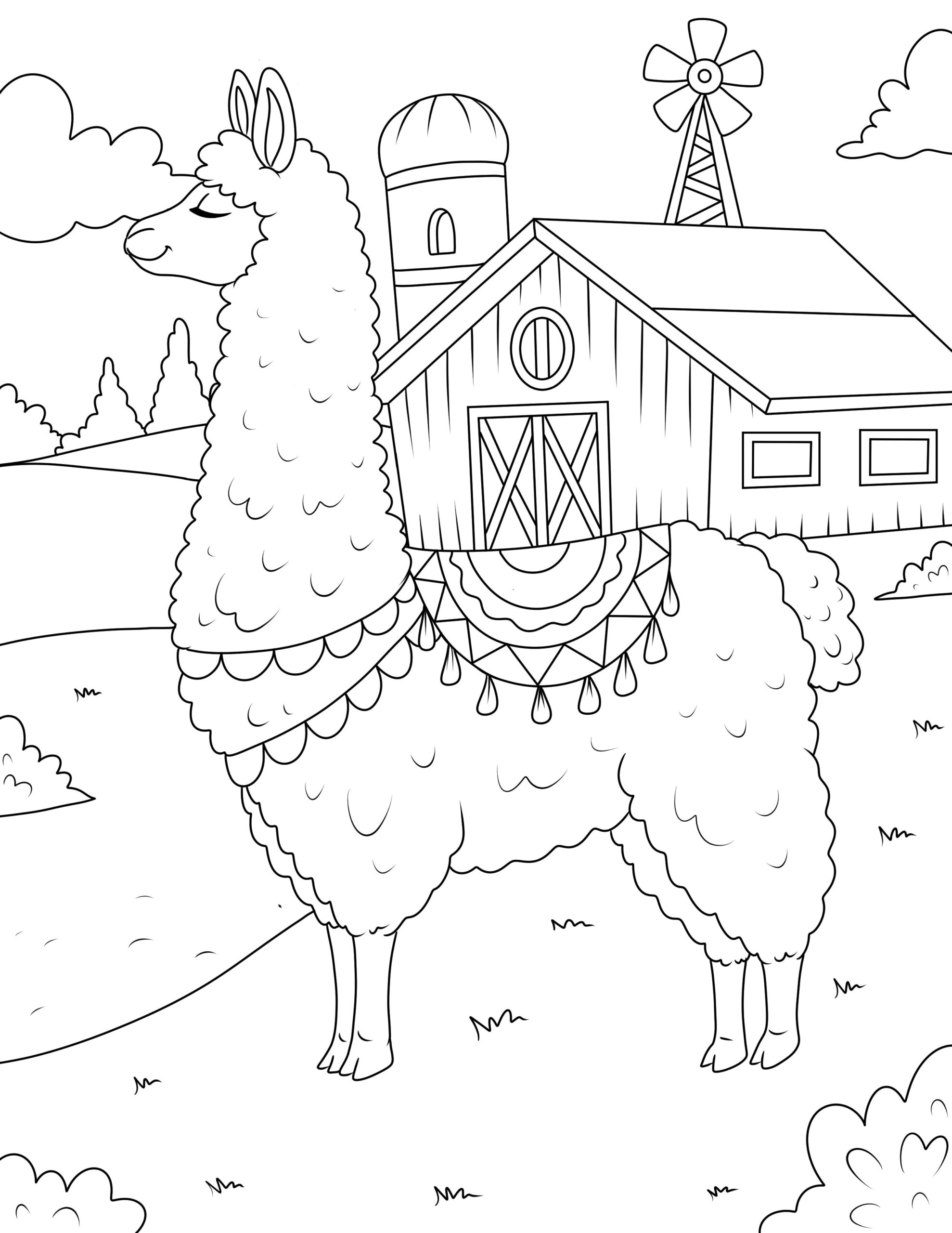 Free Llama Coloring Pages
