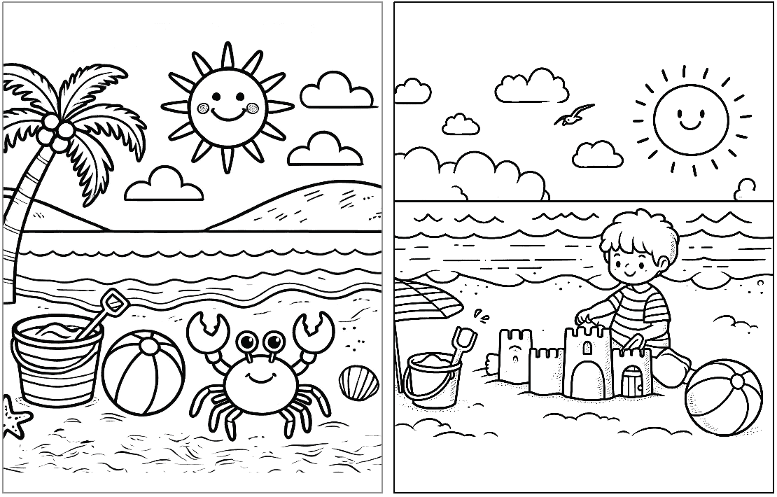 coloring pages beach