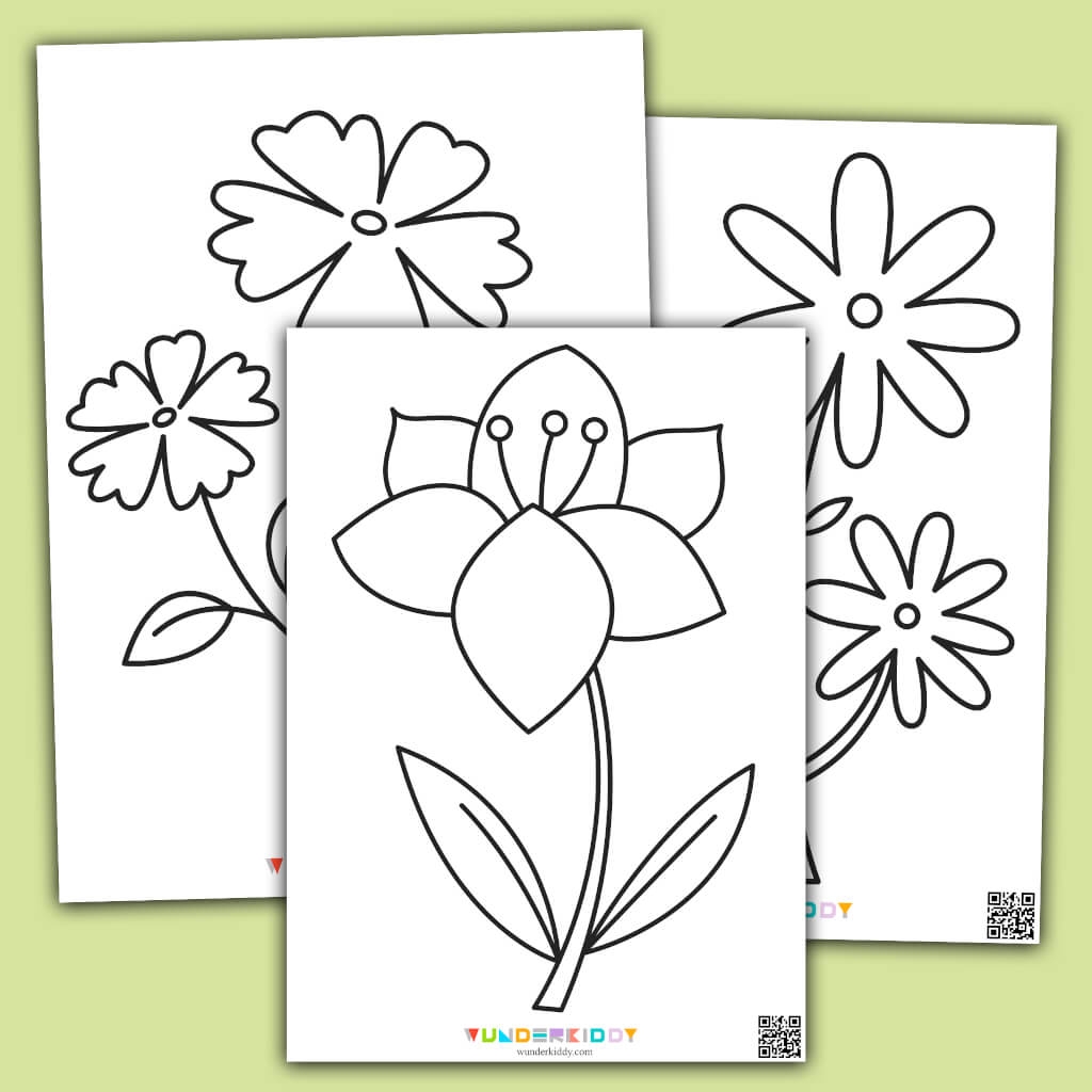 flower coloring pages easy