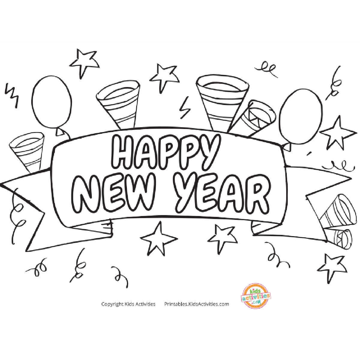 Free Printable Happy New Year Coloring Page Kids Activities Blog