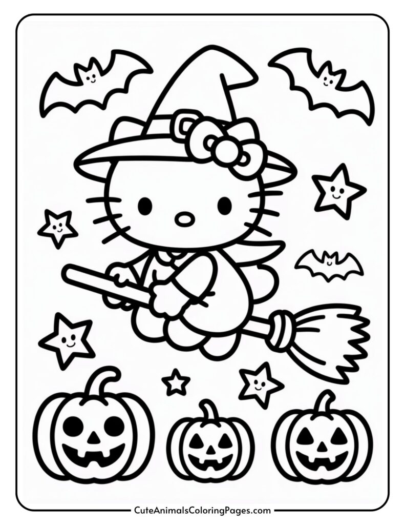 hello kitty coloring pages halloween