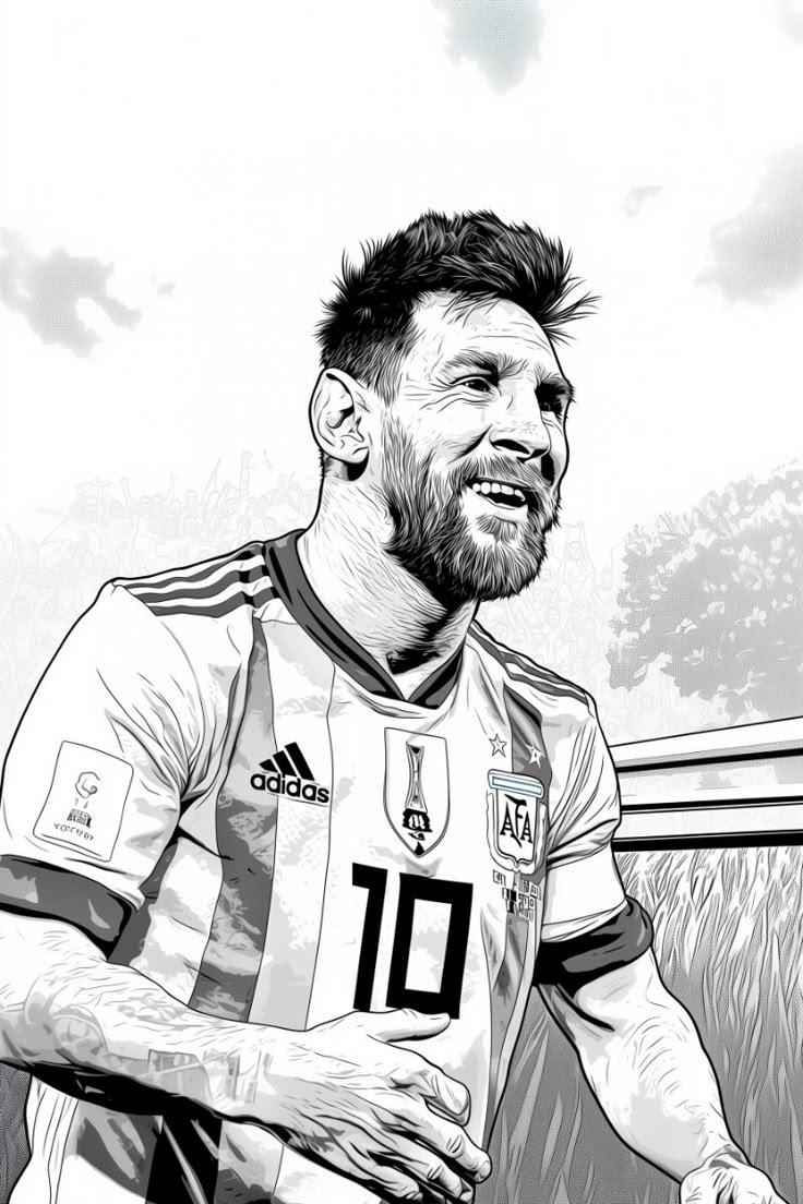 Free Printable Lionel Messi Coloring Page Iconic Soccer Star Illustration