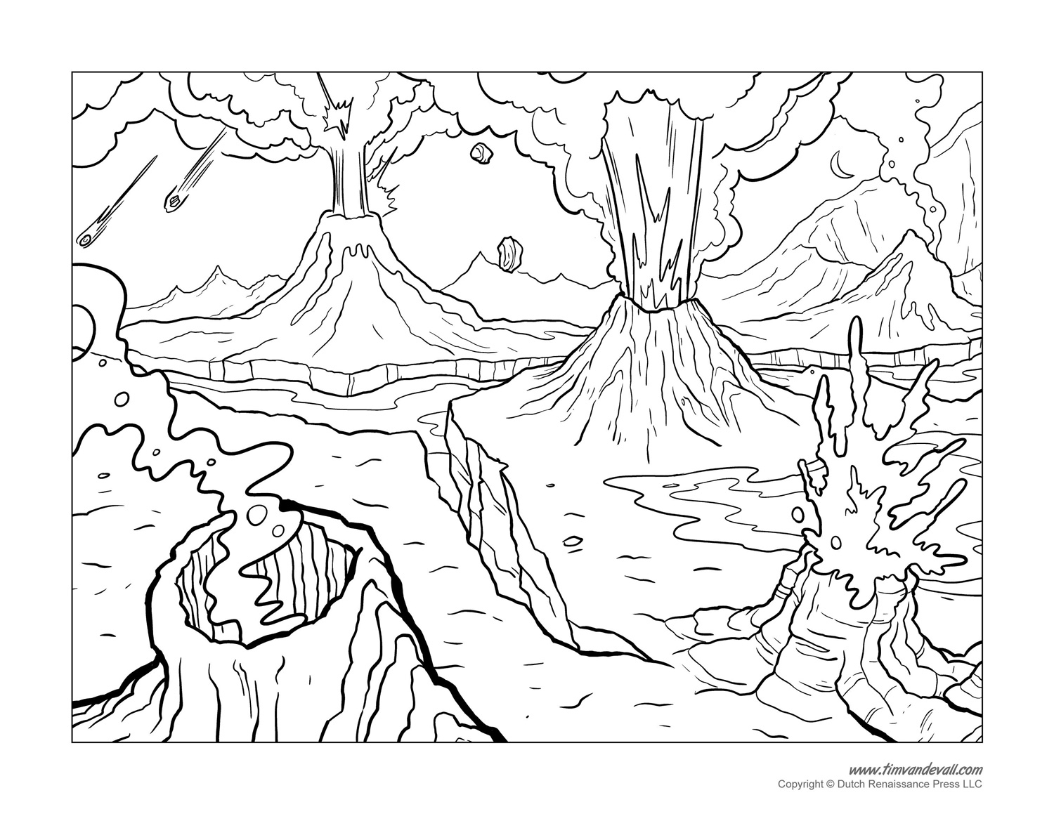 volcano coloring page