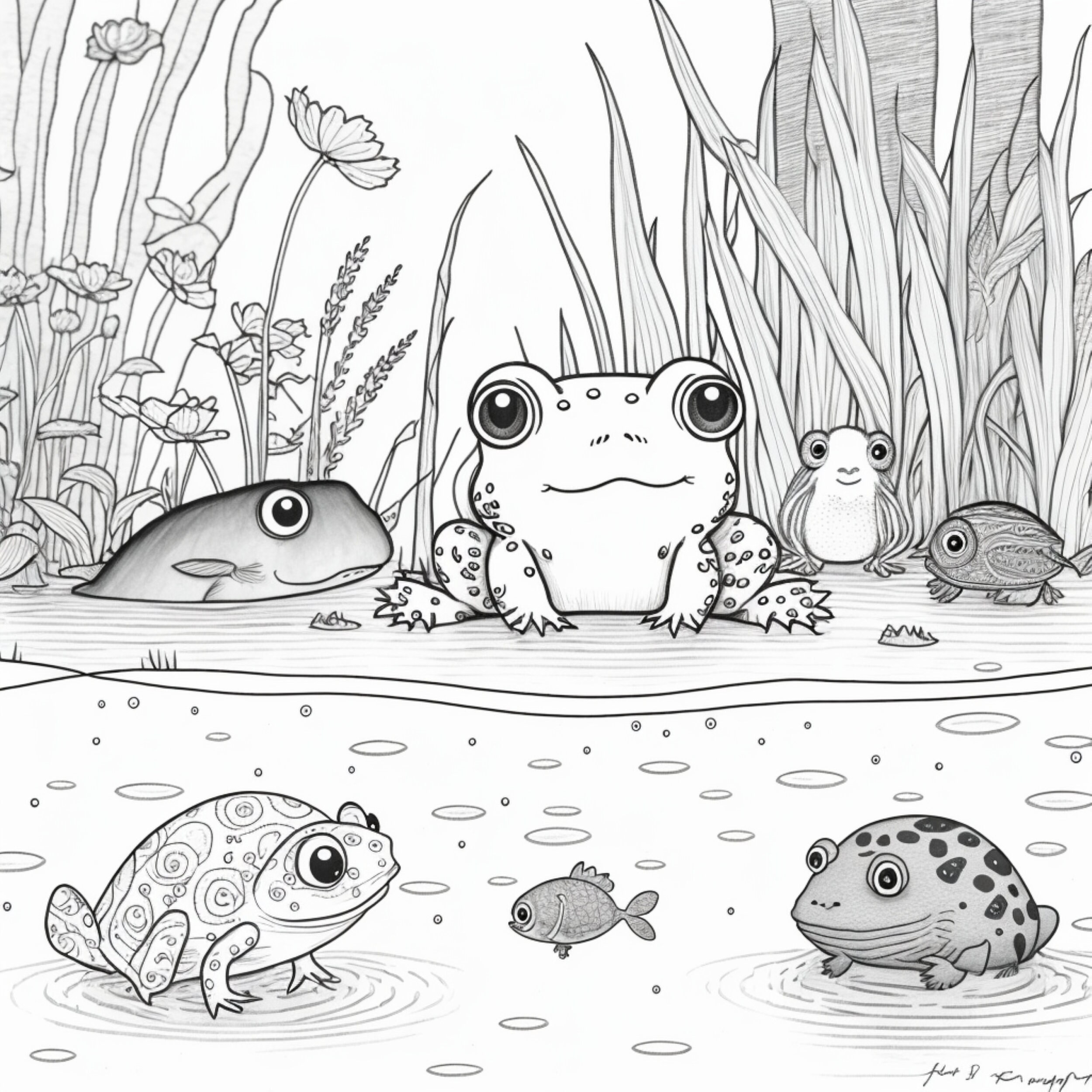 Frog 1 Coloring Pages 5 Etsy
