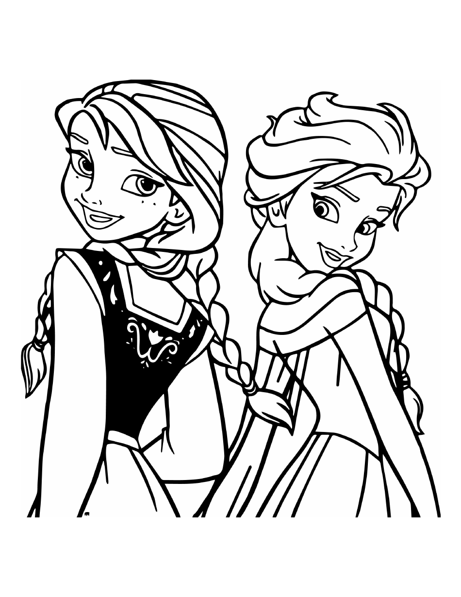 coloring pages of elsa and anna