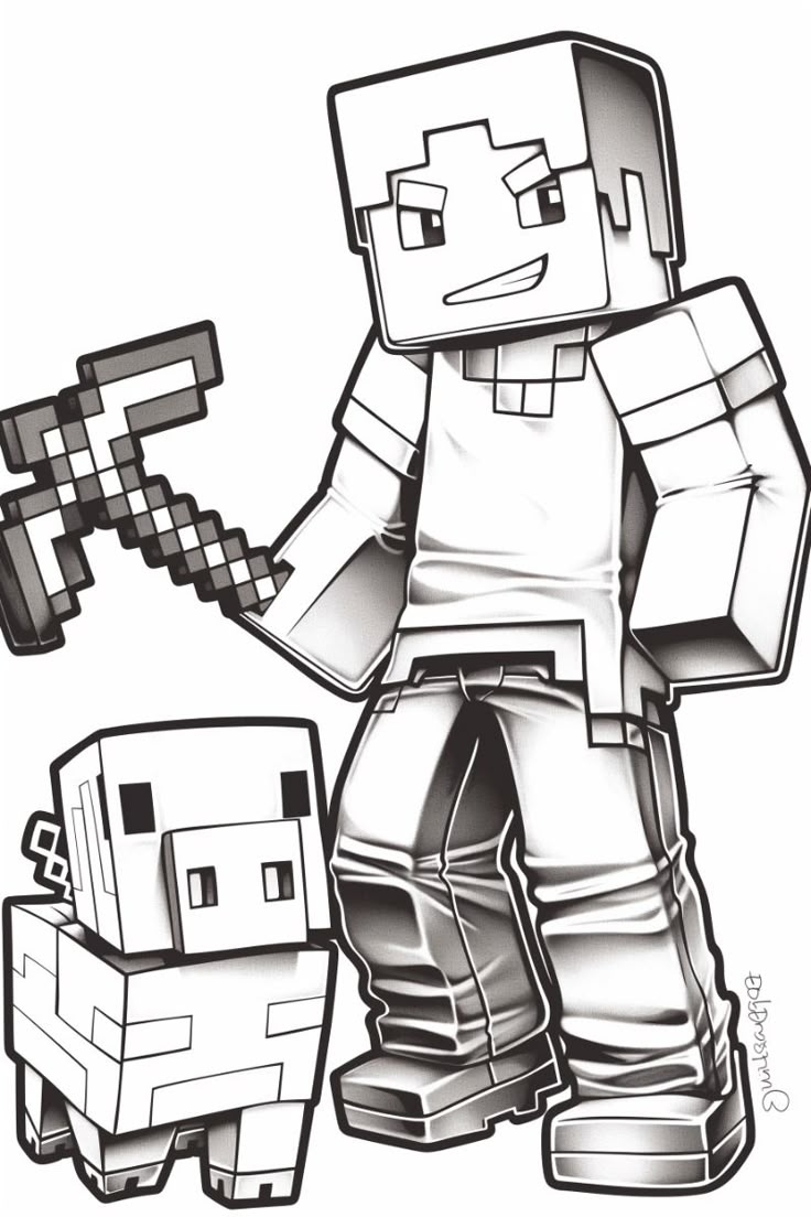 minecraft steve coloring pages