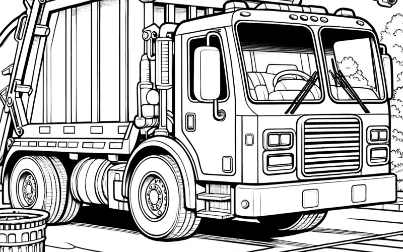 Garbage Truck Stopped At Traffic Light Coloring Page For Free Download