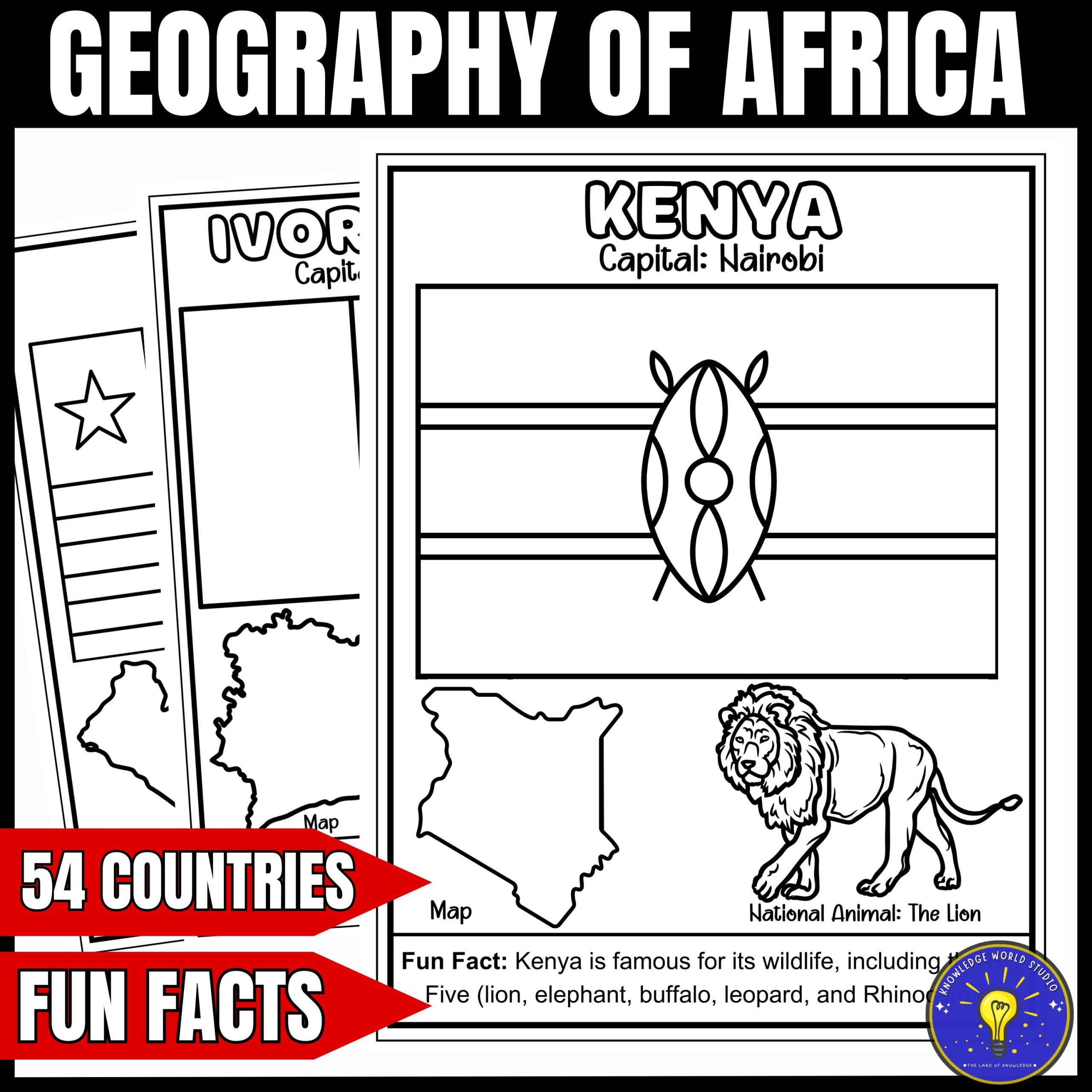 Geography Of Africa Coloring Pages Flags Capitals National Animals Maps Made By Teachers