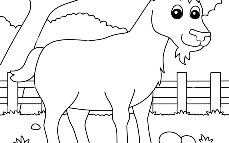 Goat Coloring Page For Kids Stock Vector Image Art Alamy