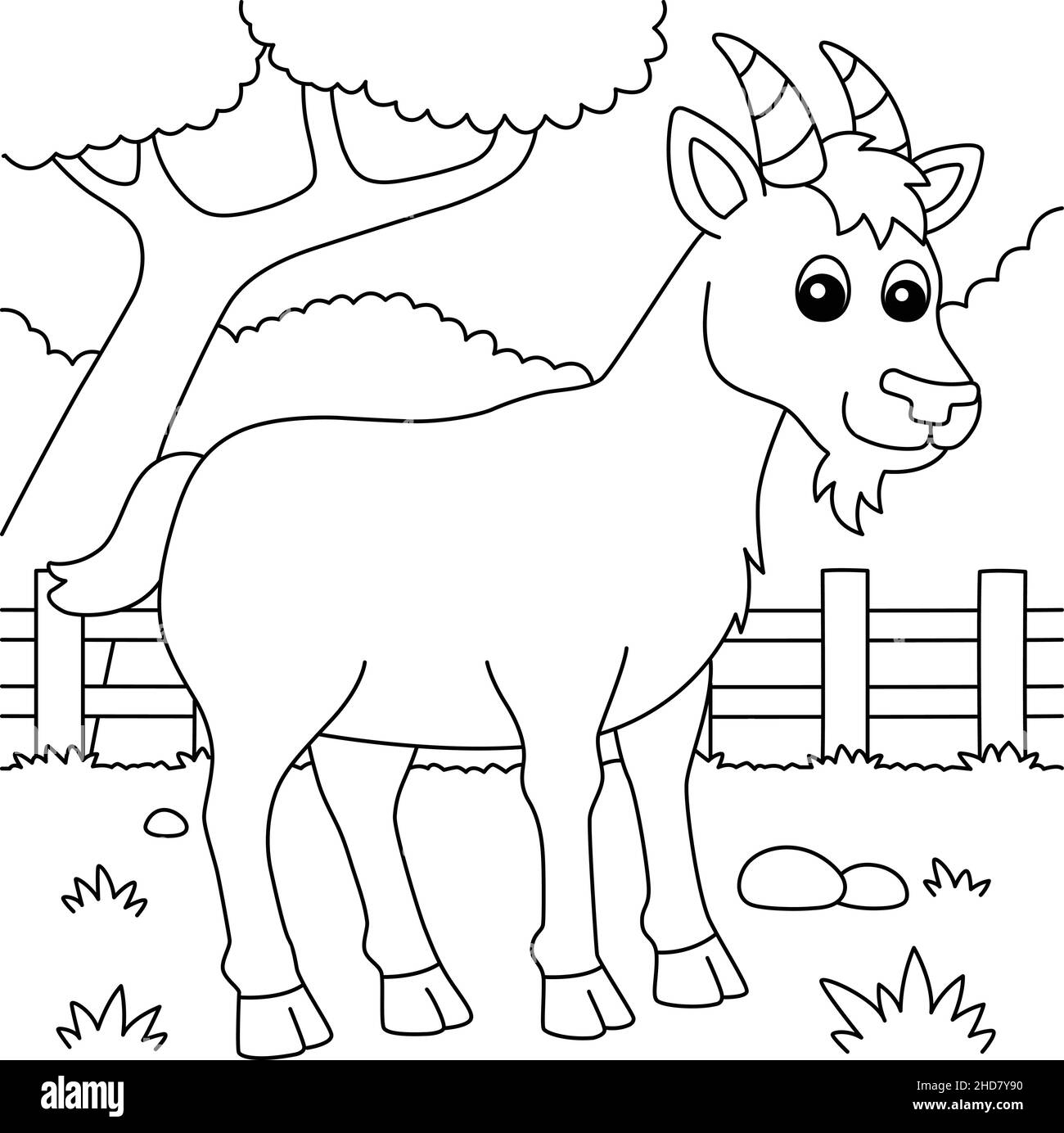 Goat Coloring Page For Kids Stock Vector Image Art Alamy