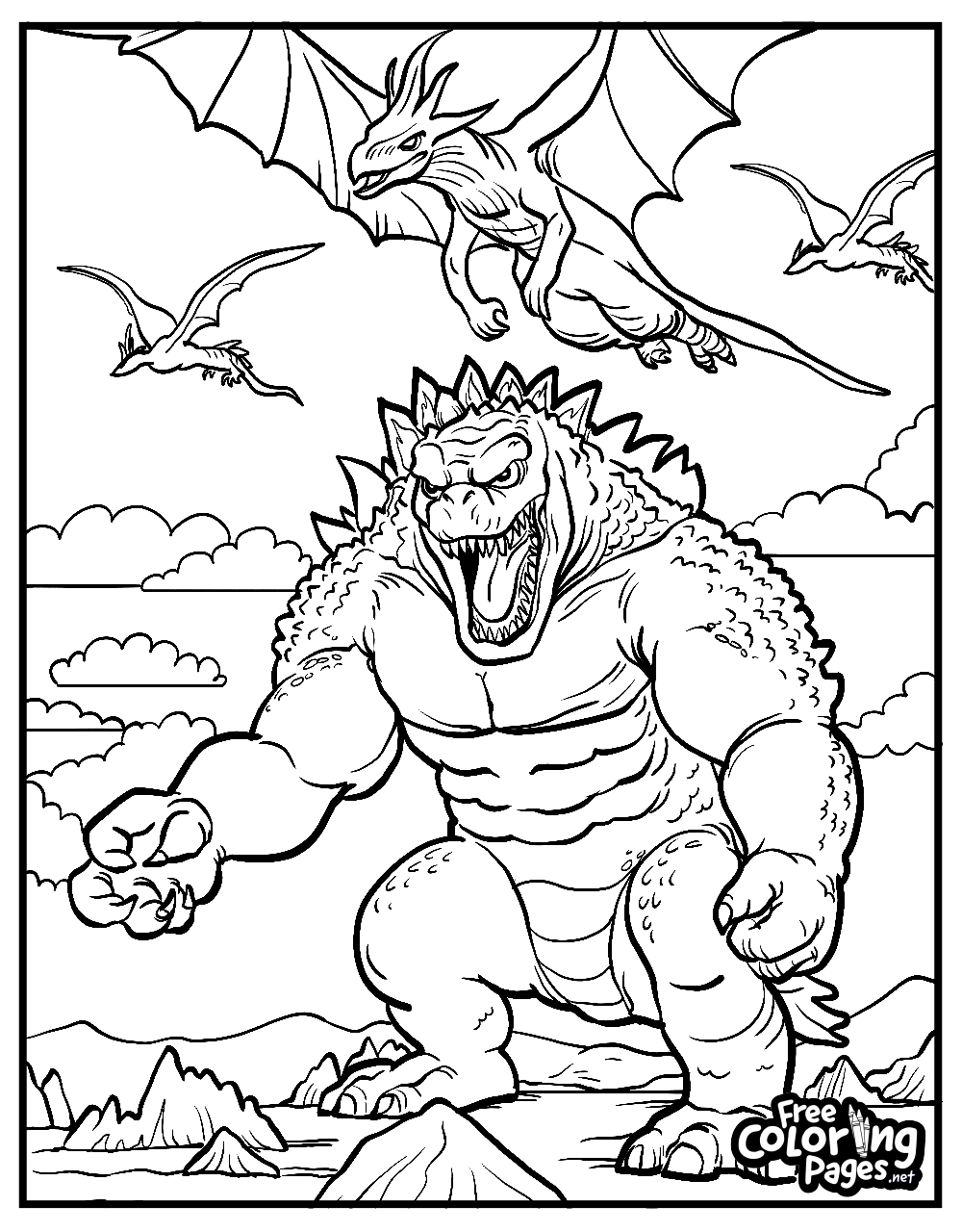 godzilla coloring page