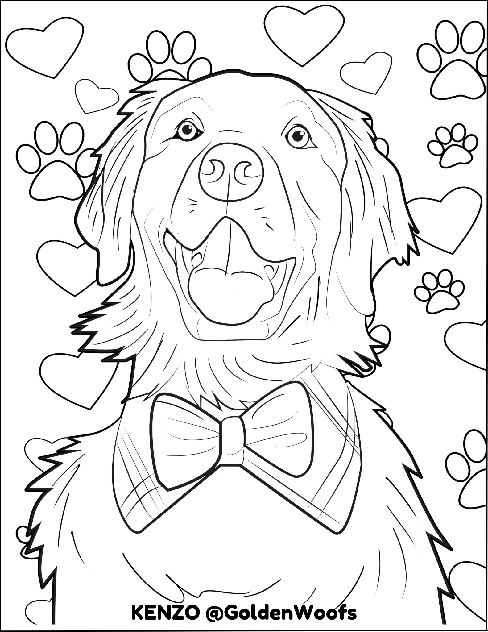 Golden Retriever Coloring Page Golden Woofs