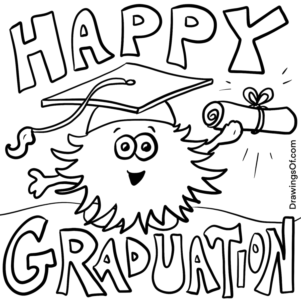 Graduation Hat Drawing And Coloring Pages Drawings Of 