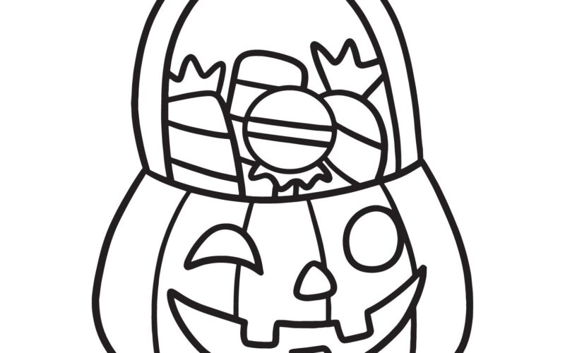 Halloween Candy Basket Coloring Page Instant Download Etsy
