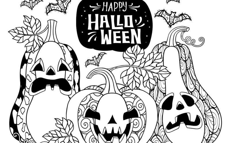 Halloween Coloring Pages For Adults Witch Spooky Pumpkin Ghost Coloring 5 Page Bundle Downloadable Printable Coloring Sheets For Adults Etsy