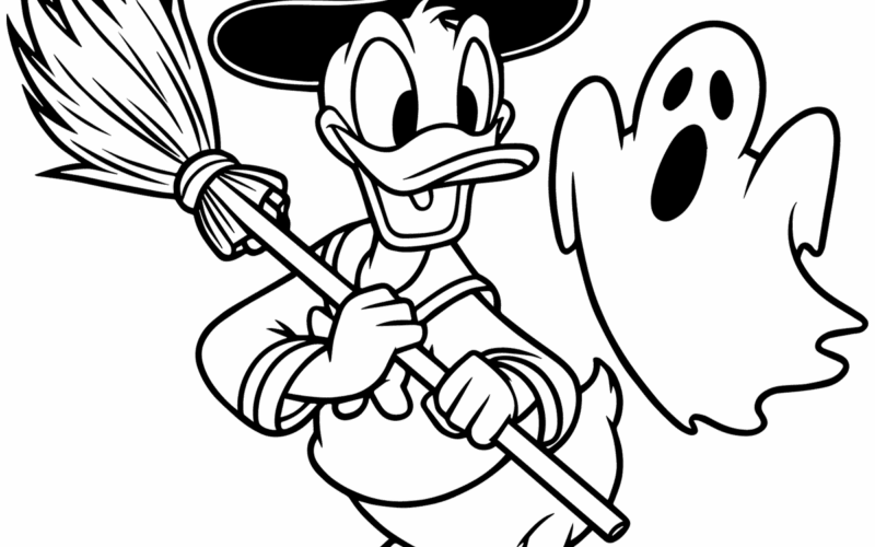 Halloween Donald Duck Coloring Page Easy Drawing Guides