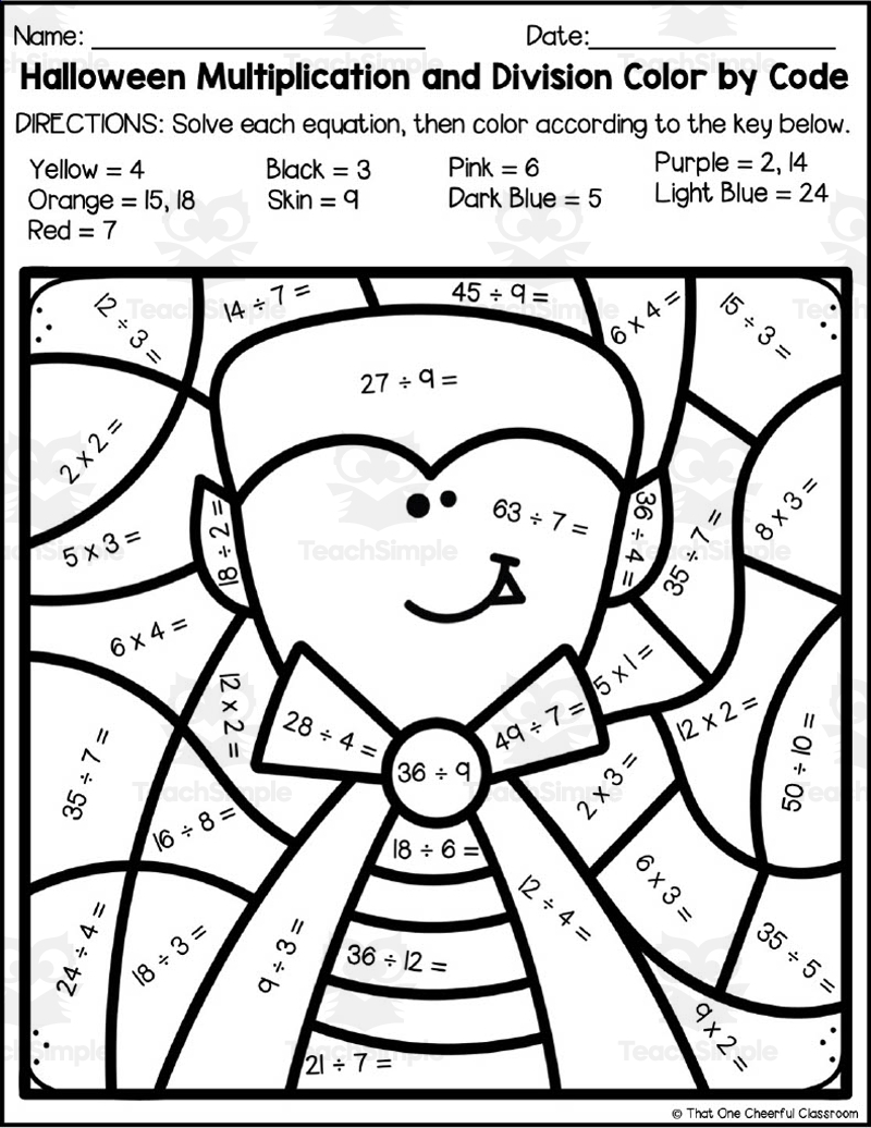 multiplication coloring pages