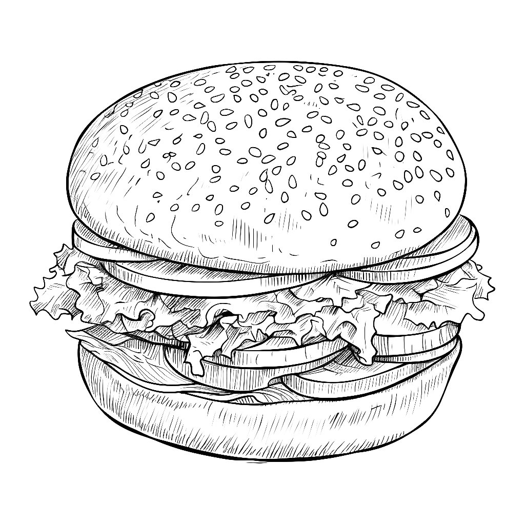 Hamburger Coloring Page Coloring Corner