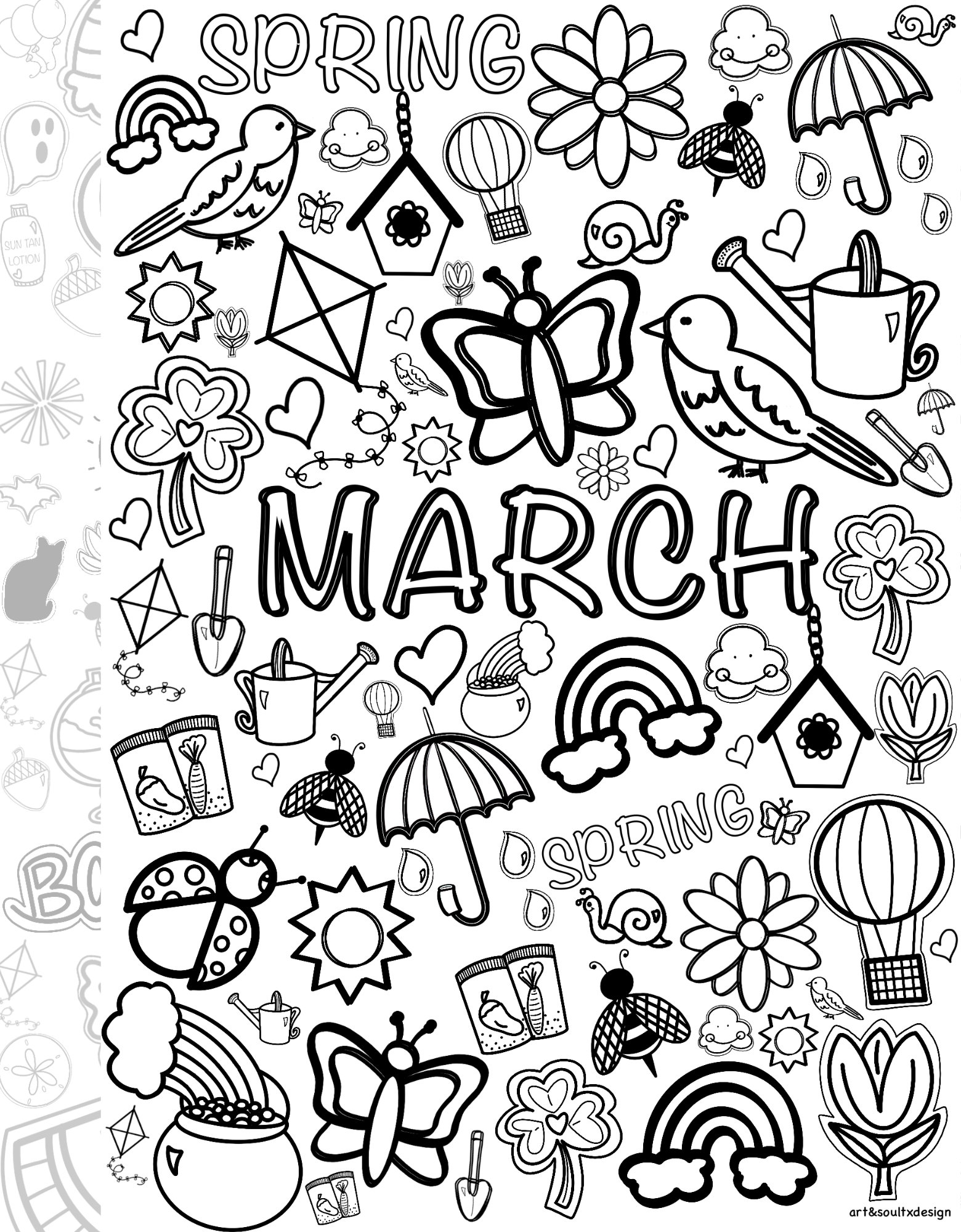Hand drawn Spring Coloring Pages March April May Seasonal Easter St Patrick s Day Etsy Hand drawn Spring Coloring Pages March April May Seasonal Easter St Patrick s Day Etsy