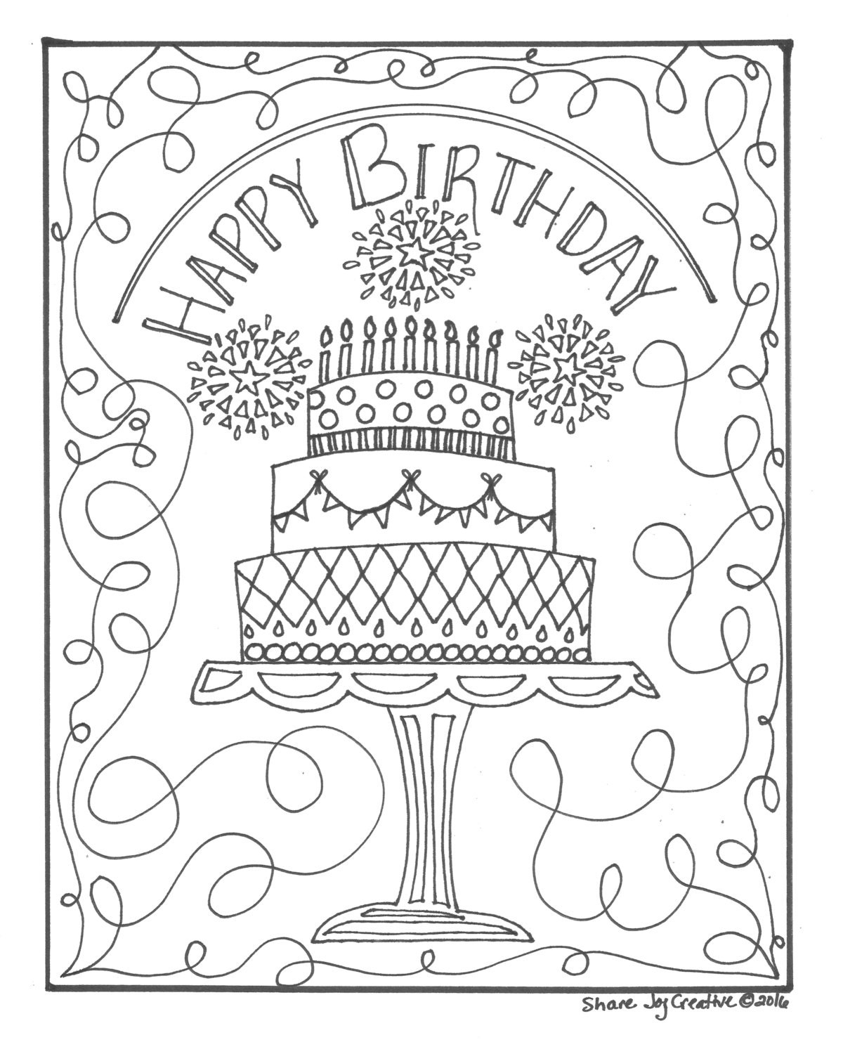 Happy Birthday Cake Coloring Page Printable Coloring Page Downloadable PDF Gift Coloring Page Etsy Happy Birthday Cake Coloring Page Printable Coloring Page Downloadable PDF Gift Coloring Page Etsy