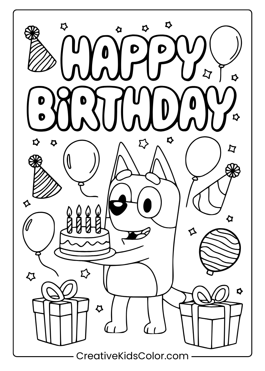 Happy Birthday Coloring Pages 25 Free Printable PDF 