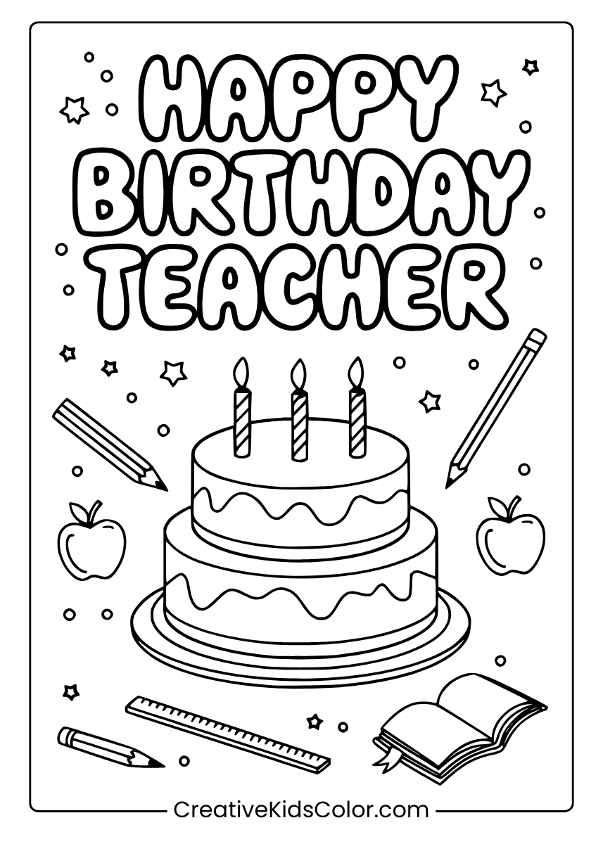 Happy Birthday Coloring Pages 25 Free Printable PDF 