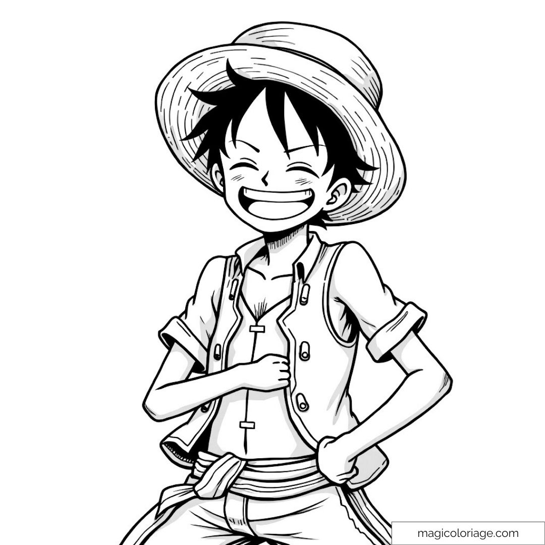 Happy Luffy Coloring Page For One Piece Fans Happy Luffy Coloring Page For One Piece Fans