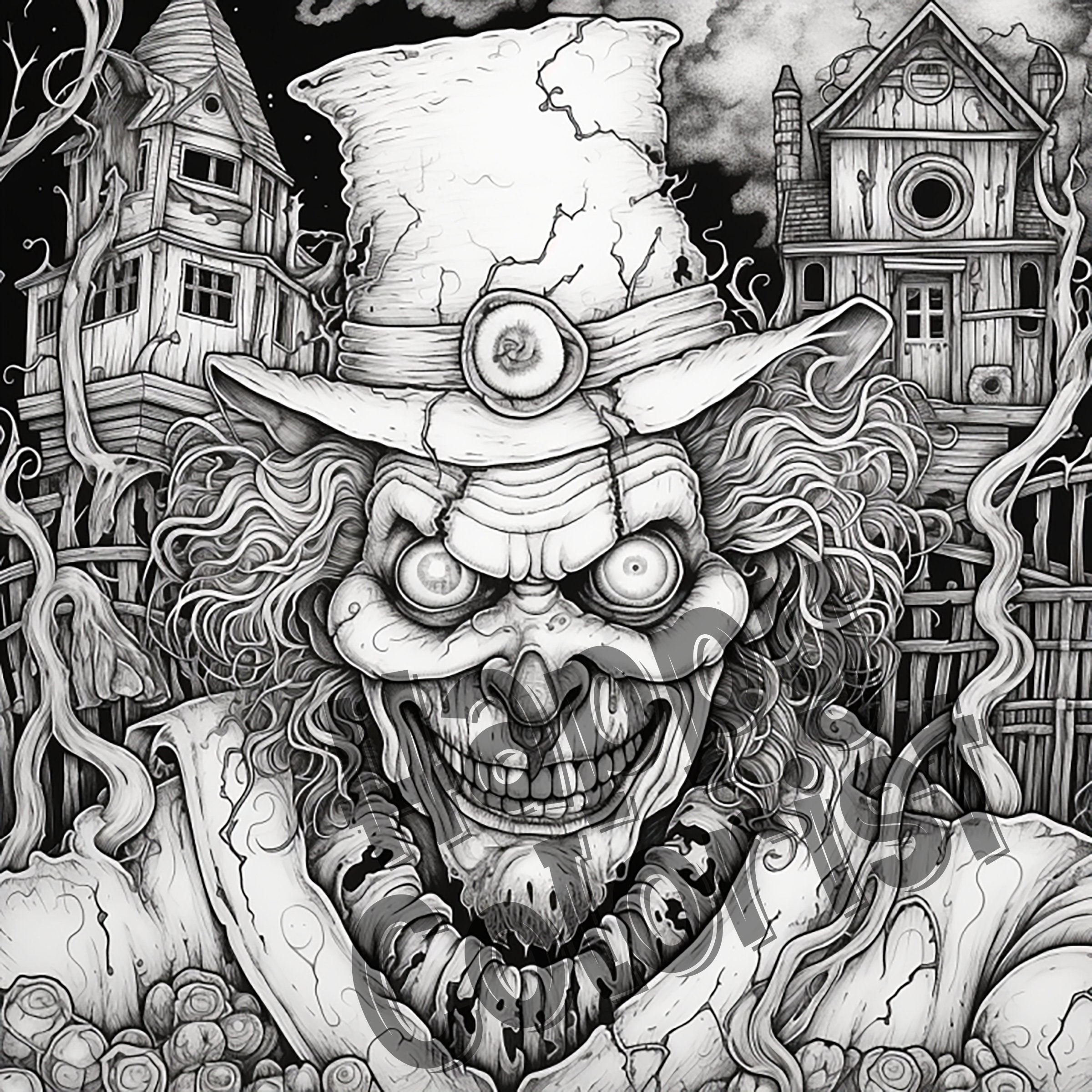 Haunted Halloween Adult Coloring Pages 50 Horror Coloring Pages For A Thrilling Experience Etsy