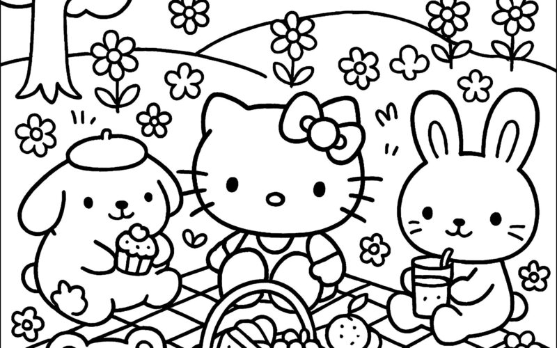 Hello Kitty And Friends Picnic Hello Kitty Coloring Pages