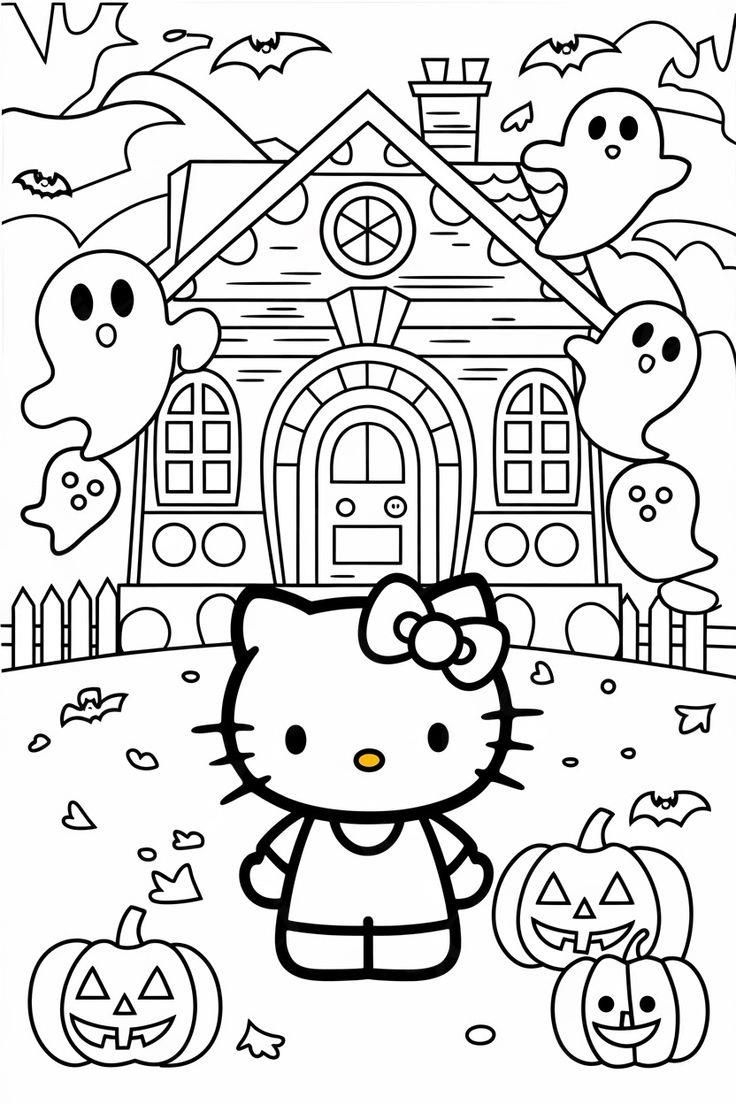 Hello Kitty Is Loved By Kids Worldwide And What Better Way To Celebrate Hallowee Hello Kitty Colouring Pages Hello Kitty Drawing Free Halloween Coloring Pages