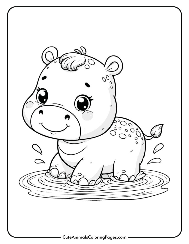 Hippo Coloring Pages 6 Free Printable Pages Cute Animals Coloring Pages