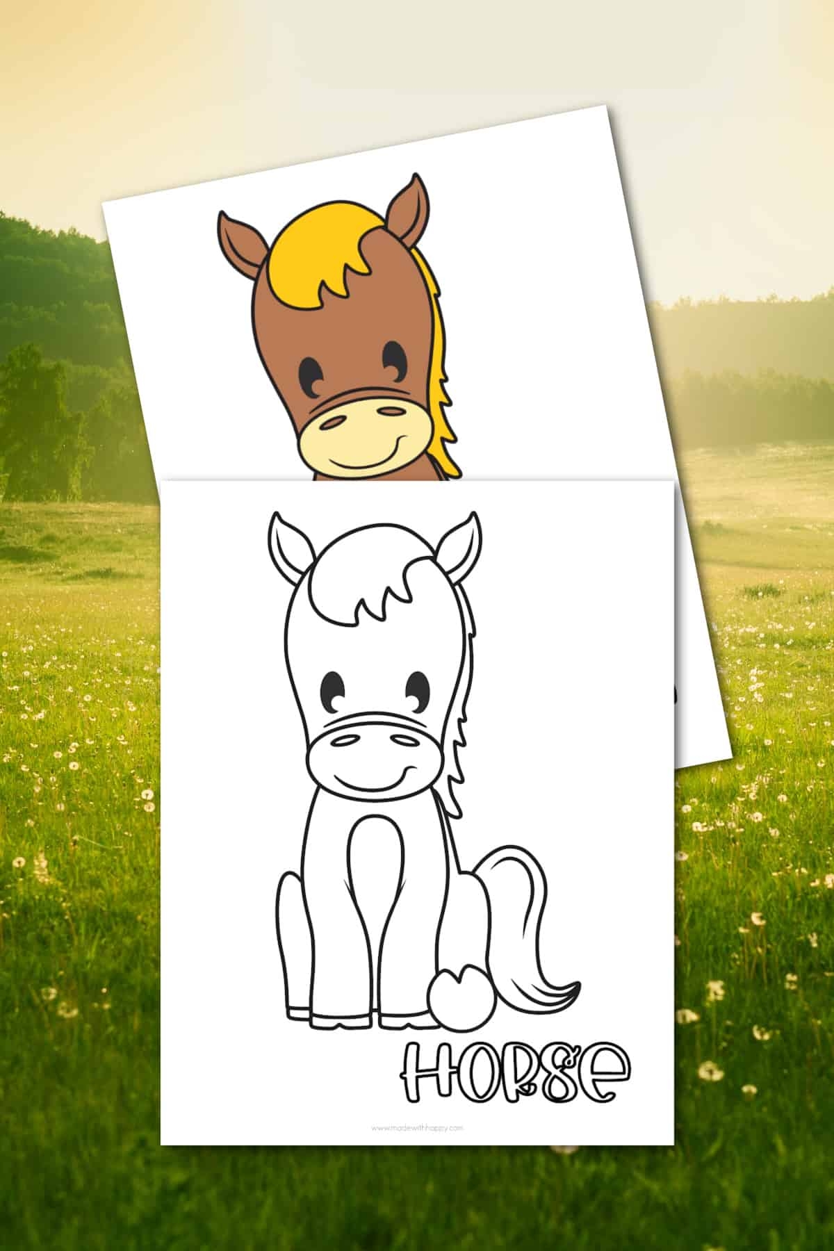 Horse Coloring Page FREE Printable Made With HAPPY