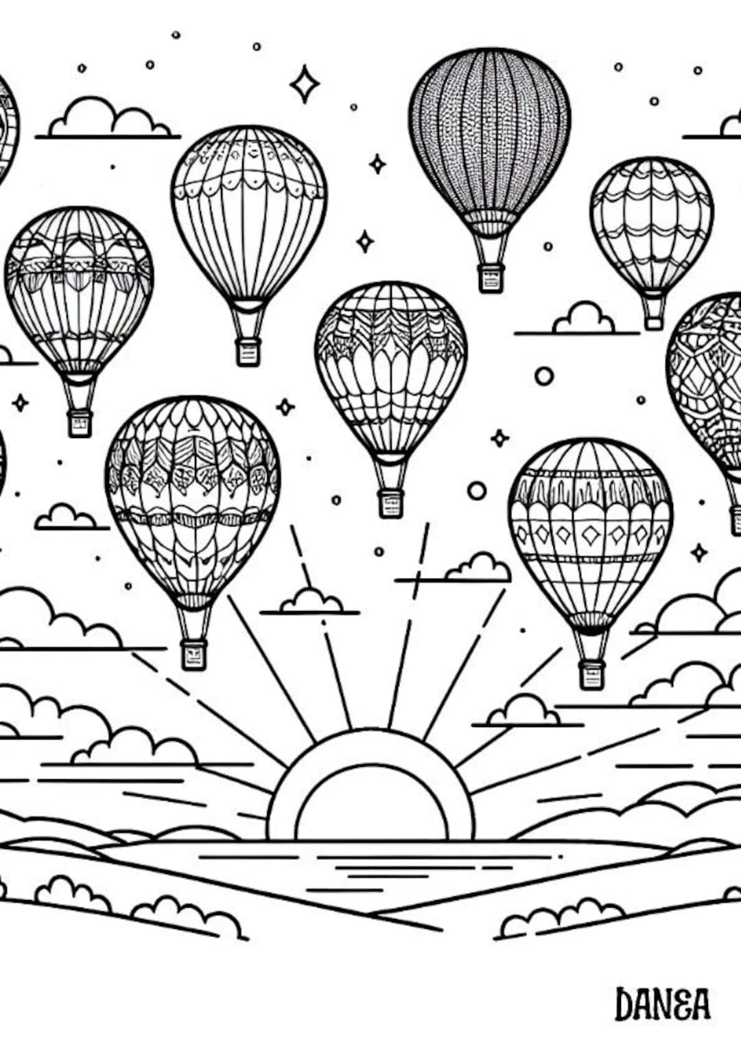 hot air balloon coloring page