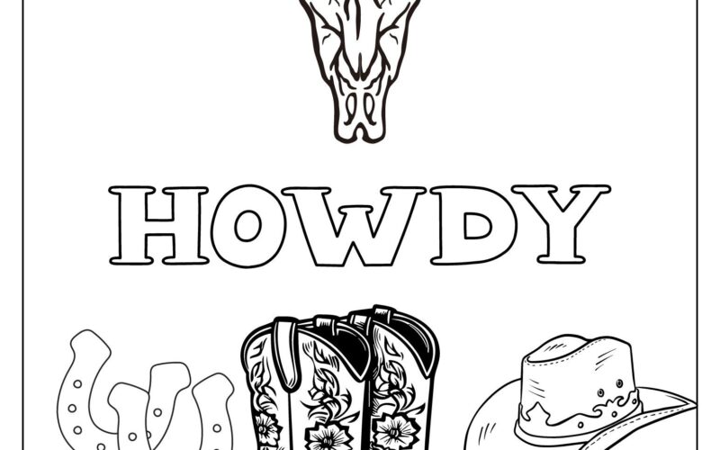 Howdy Coloring Page Western Coloring Page Kids Coloring Page Adult Coloring Page Printable Coloring Page Coloring Page Summer Activity Etsy