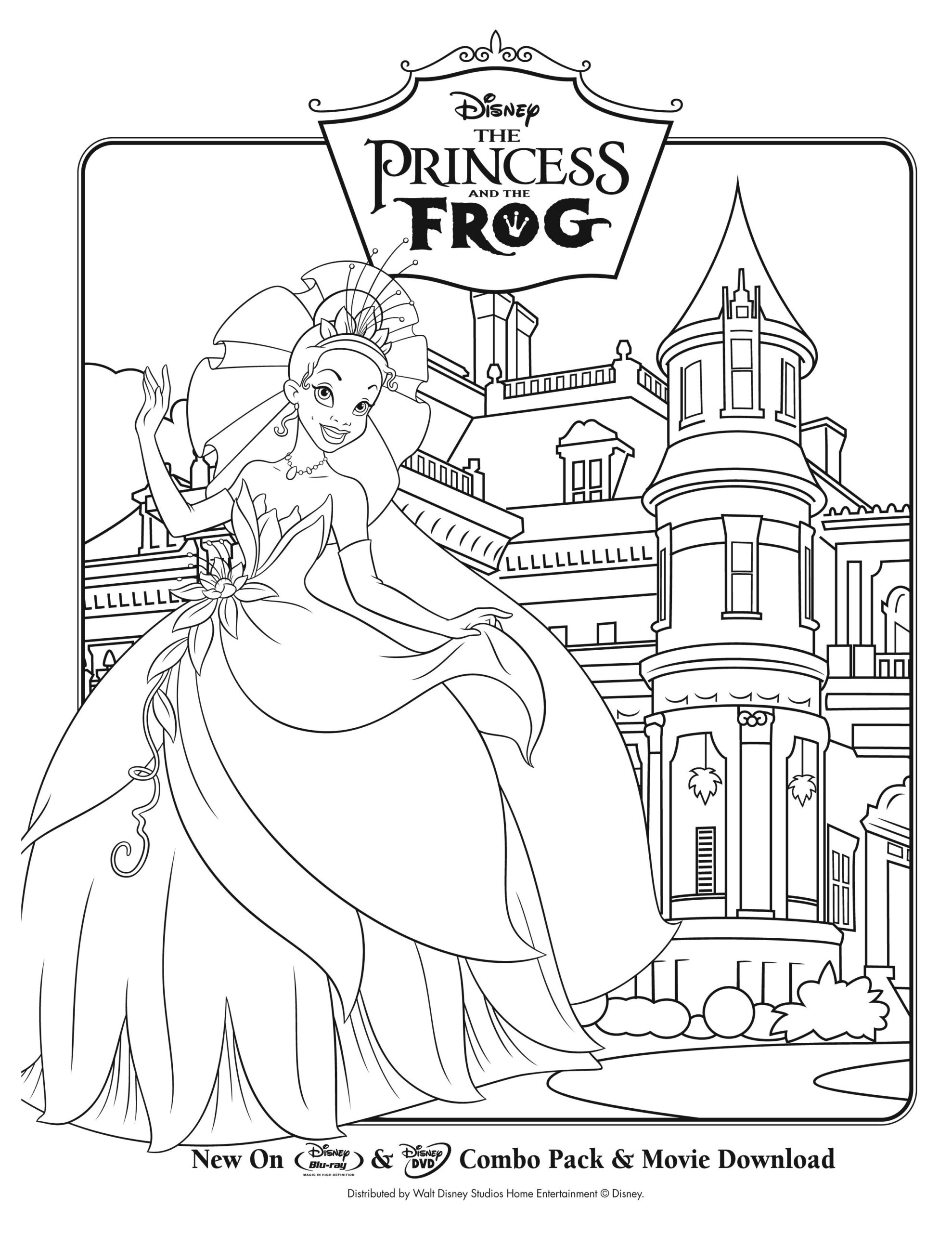 princess and the frog coloring pages