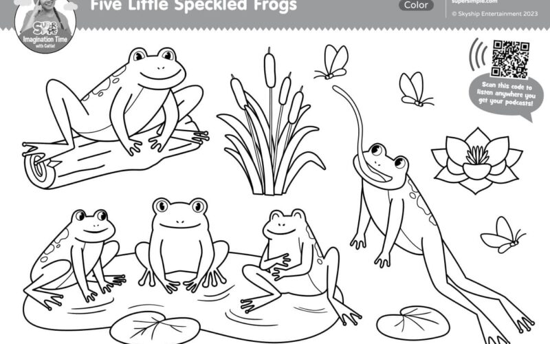 Imagination Time Five Little Speckled Frogs Coloring Page Super Simple