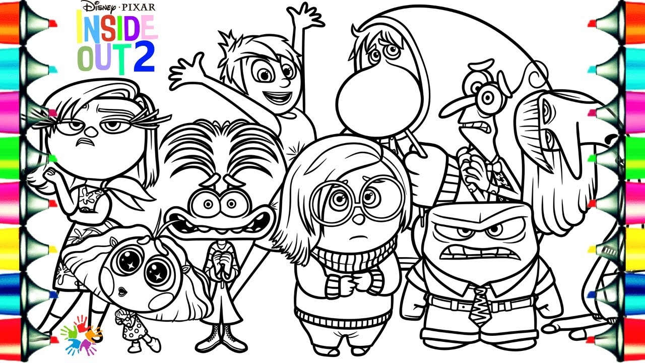 Inside Out 2 Coloring Pages Envy Anxiety Joy Anger Disgust Sadness Fear Ennui Embarrassment NCS YouTube