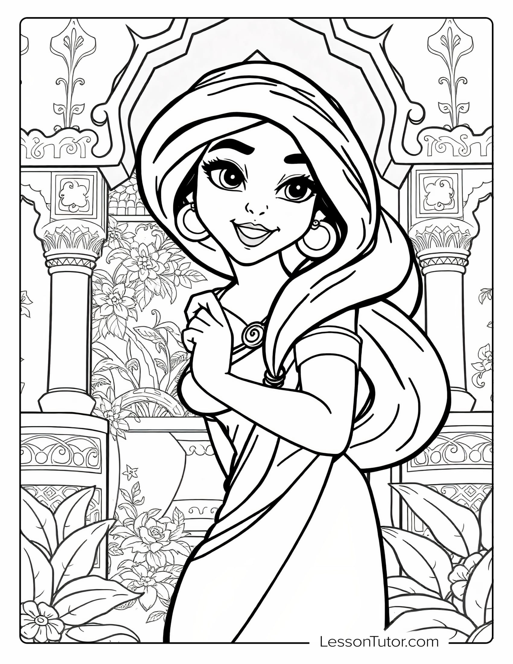 princess jasmine coloring page