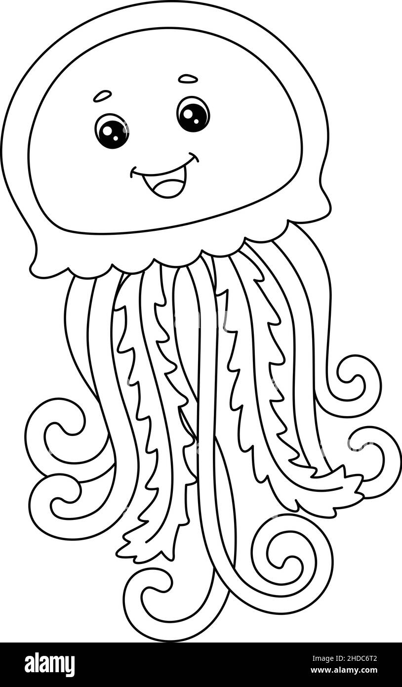 Jellyfish Coloring Page Isolated For Kids Stock Vector Image Art Alamy