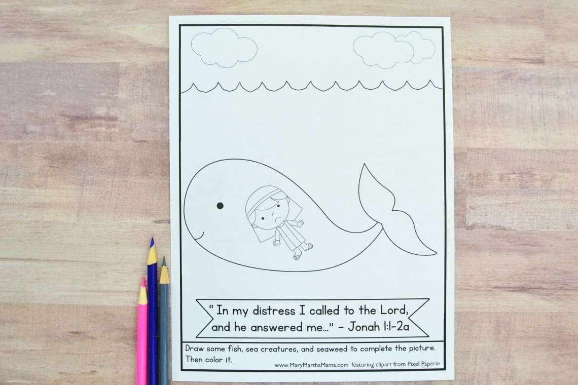 jonah and the whale coloring page