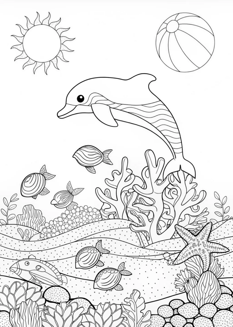 Jumping Dolphin Over Waves Coloring Page Free Printable