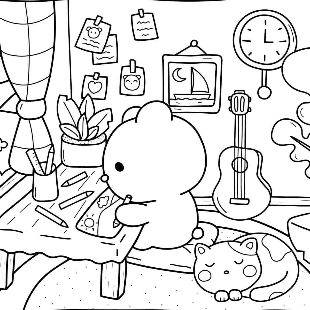 Kawaii Coloring Pages For Adults Cozy Coloring Pages Cute Coloring Pages Aesthetic Kawaii Cute Japanese Stuff Cozy Printable Etsy Denmark
