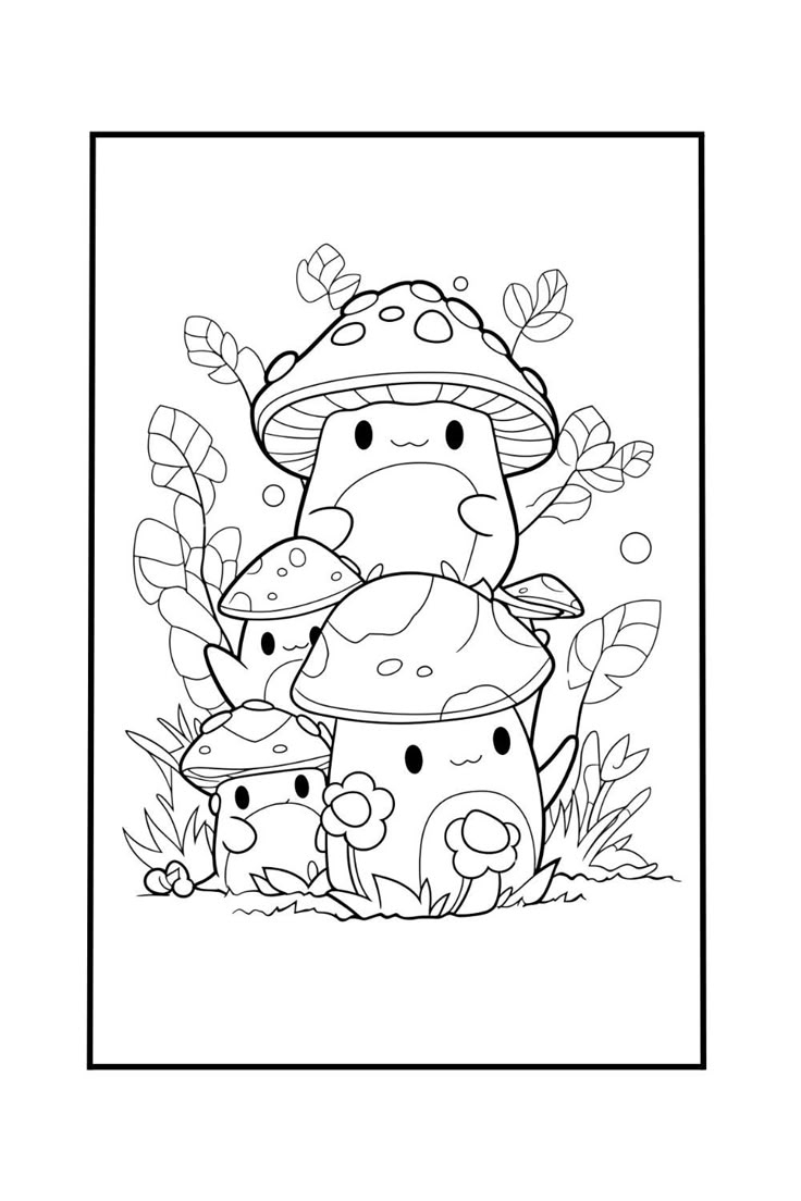 Kawaii Mushroom Coloring Page 11 Cute Coloring Sheets