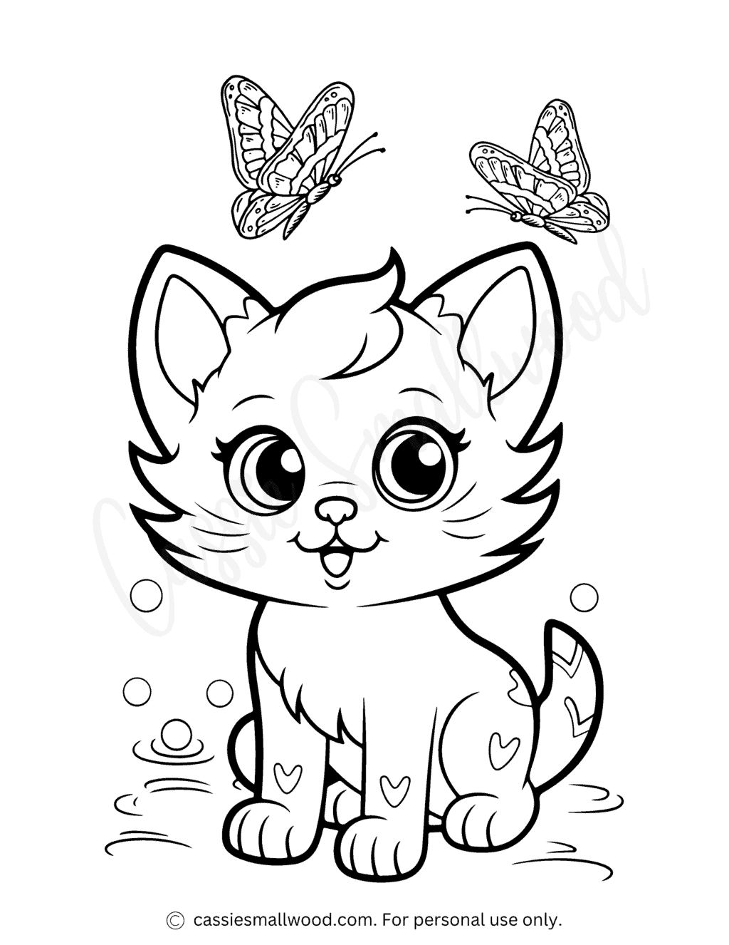 Kitty Cat Coloring Page Cassie Smallwood