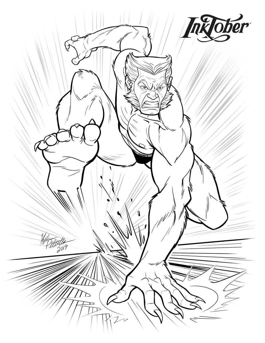 Kyle Petchock Art On X Inktober Day 16 Wild It s The X Men s Wild Animal The Beast This Pose Was A Bit Of A Challenge To Work Out But I m Happy With The