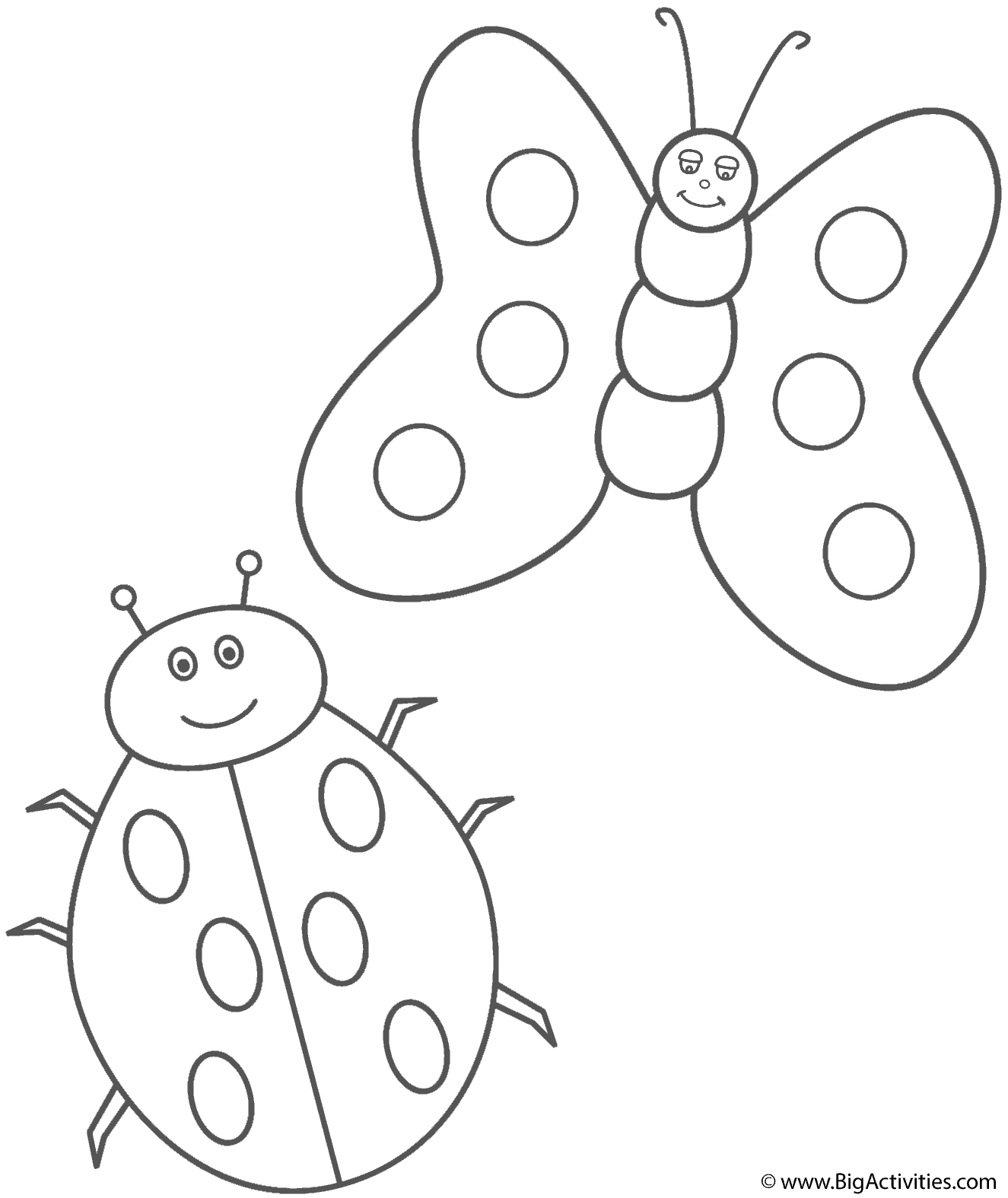 Ladybug And Butterfly Coloring Page Insects 