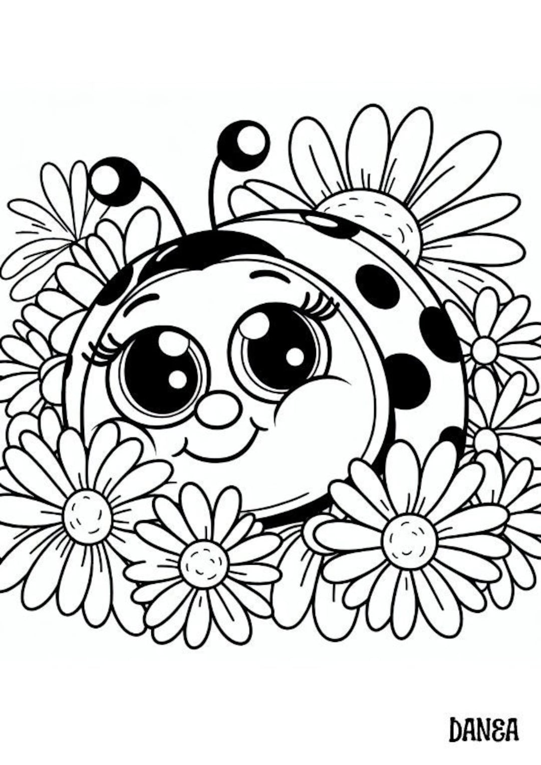 Ladybug In Daisies Coloring Page Kids Printable Coloring Page Etsy Ladybug In Daisies Coloring Page Kids Printable Coloring Page Etsy